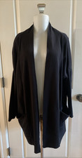 Pact Organic Cotton Airplane Cardigan Women s Size M/L Open Front Pockets Black