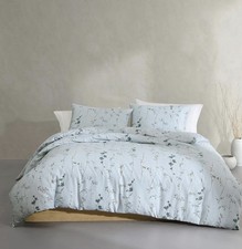 Calvin Klein Wildflower Queen Duvet Cover Set Reversible Blue Floral Cotton NWT