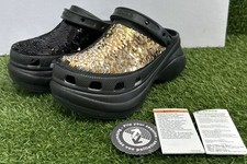 Crocs Iconic Comfort Classic Bae Silver Gold Black Sequin Platform Clog Size 6