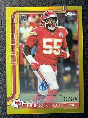 2025 Topps Chrome NFL Omarr Norman-Lott RC Yellow Refractor Auto