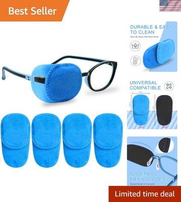 Non-Adhesive Blue Eye Patches for Children - 4 Pack for Effective Amblyopia Care