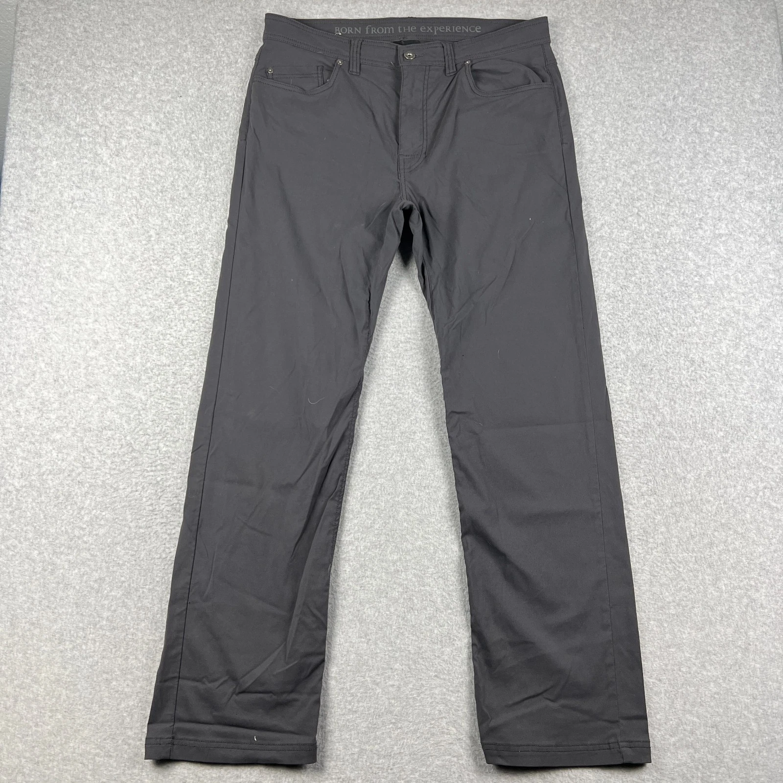 Prana Brion II Slim Hiking Pants Stretch 36x32 Mens Grey Trail Outdoors Fishing