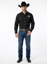 Image of NWT Western Shirt Pearl Snap Jack Daniel's Logo Embroidered  Long Sleeve XL   