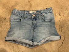 Levi  s Girls Shorty Short Jean Denim Shorts Size 8 Reg Adjustable Waist Stretch
