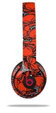 Skin Wrap for Beats Solo Wireless 2 3 4 Scattered Skulls Red SKIN ONLY