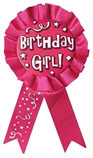 Happy Birthday Award Ribbon Pin to Wear 1st Birthday Party Supplies Pink/White