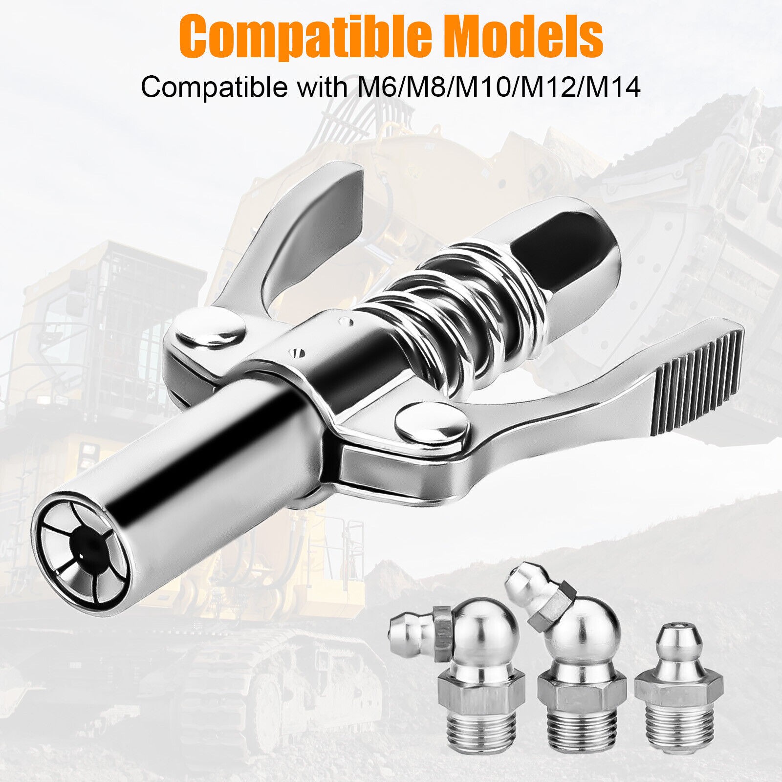 High Pressure Grease Gun Coupler 1/8" NPT Double Handle Grease Nozzle Oil Pump