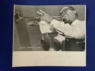 Louis Armstrong rare original autograph signed on a photo