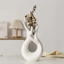 Hand Shaped Modern Flower Vases – Minimalist Modern Hand Shaped Ceramic Vase ...