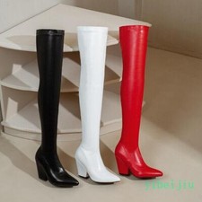 High Heels Stretchy Thigh Over Knee High Boots Women's Pointed Toe Shoes Stage