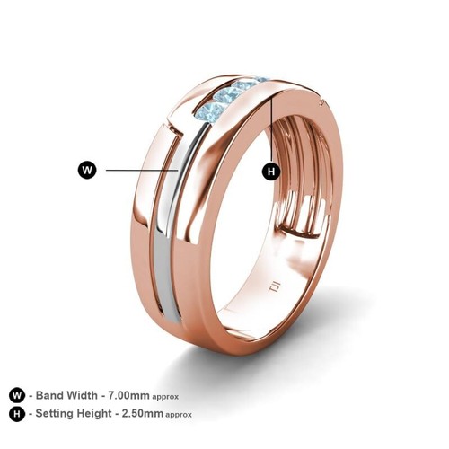 Aquamarine High Polished Men Wedding Band (7.00 mm) in 14K Gold JP: 354744 - Picture 19 of 22