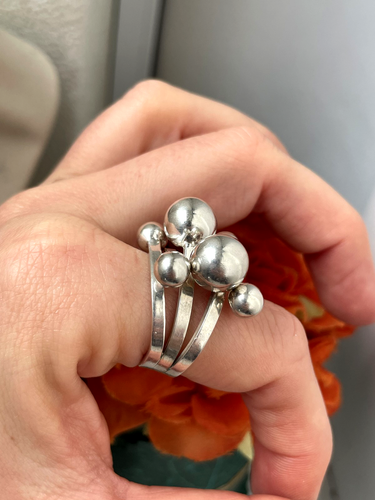 GORGEOUS HEAVY VINTAGE MODERNIST 925 SOLID STERLING SILVER ABSTRACT RING SIZE R - Picture 5 of 17