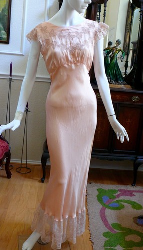 1920-30`s Peach Silk Bias cut Slip Dress / Negligee Embroidered Butterflies  WOW | eBay