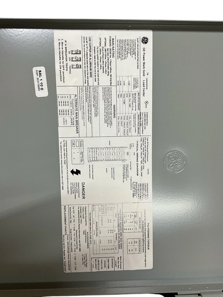 GE TM3220RCUB2K 200A 32 Space Main Breaker Panel - Image 3 of 3