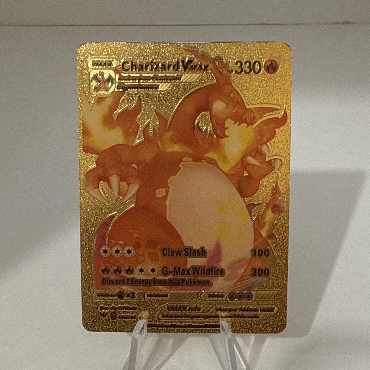 ハートゴールド Pokemon Charizard VMAX HP330 Gold Foil Fan Art Card 020/189