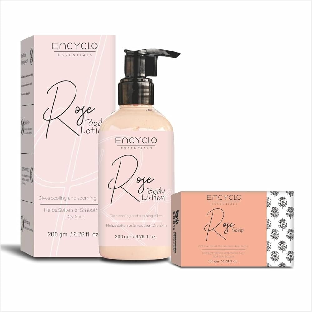 Encyclo Rose Soap & Body Lotion combo Nourishing Soap Gently cleanses