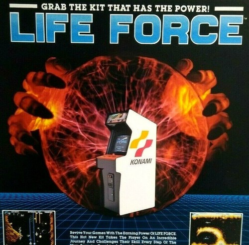 Lifeforce Arcade Flyer Original 1986 NOS Alien Sci-Fi Videospiel Kunst Life Force