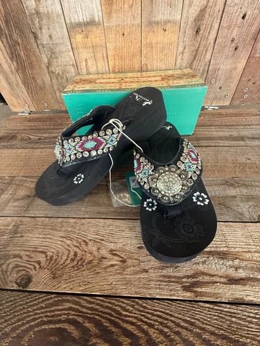 MONTANA WEST TURQ/ PURPLE BEADED FLIP FLOPS BLING SIZE 11 SO COMFY!! **NWT* BOX - Picture 8 of 10