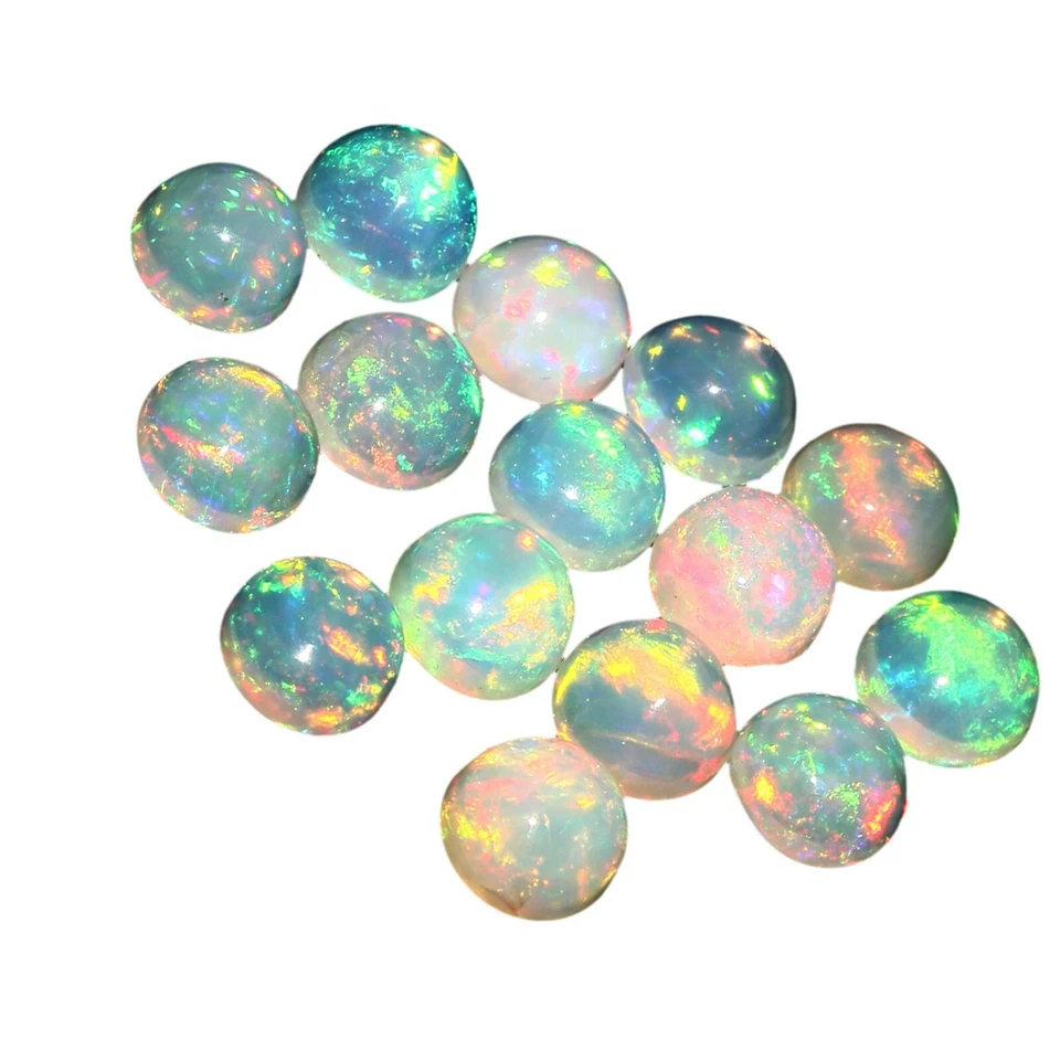 50 Pc 100% Natural Ethiopian Welo Fire Opal 3.5mm Round Cabochon Loose Gemstone - Image 2 of 4