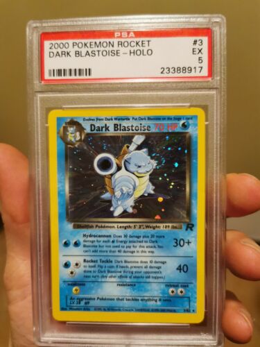 PSA 5 Pokemon DARK BLASTOISE Card Unlimited TEAM ROCKET Set 3/82 Holo EX 2000 - Picture 1 of 2