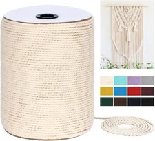 Macrame Cord 3mm x 328Yards984Feet,Natural Cotton Macrame Rope - 3 Strands Cord