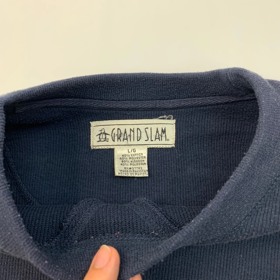 Vintage Grand Slam Sweatshirt Mens L Large Navy Blue Embroidered Golf Swing Logo - Image 3 of 4