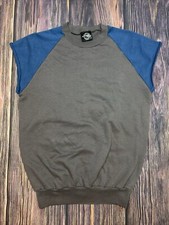 Vintage 80s Locker Tops Short Sleeve Sweatshirt Made in USA Size M Grey Blue