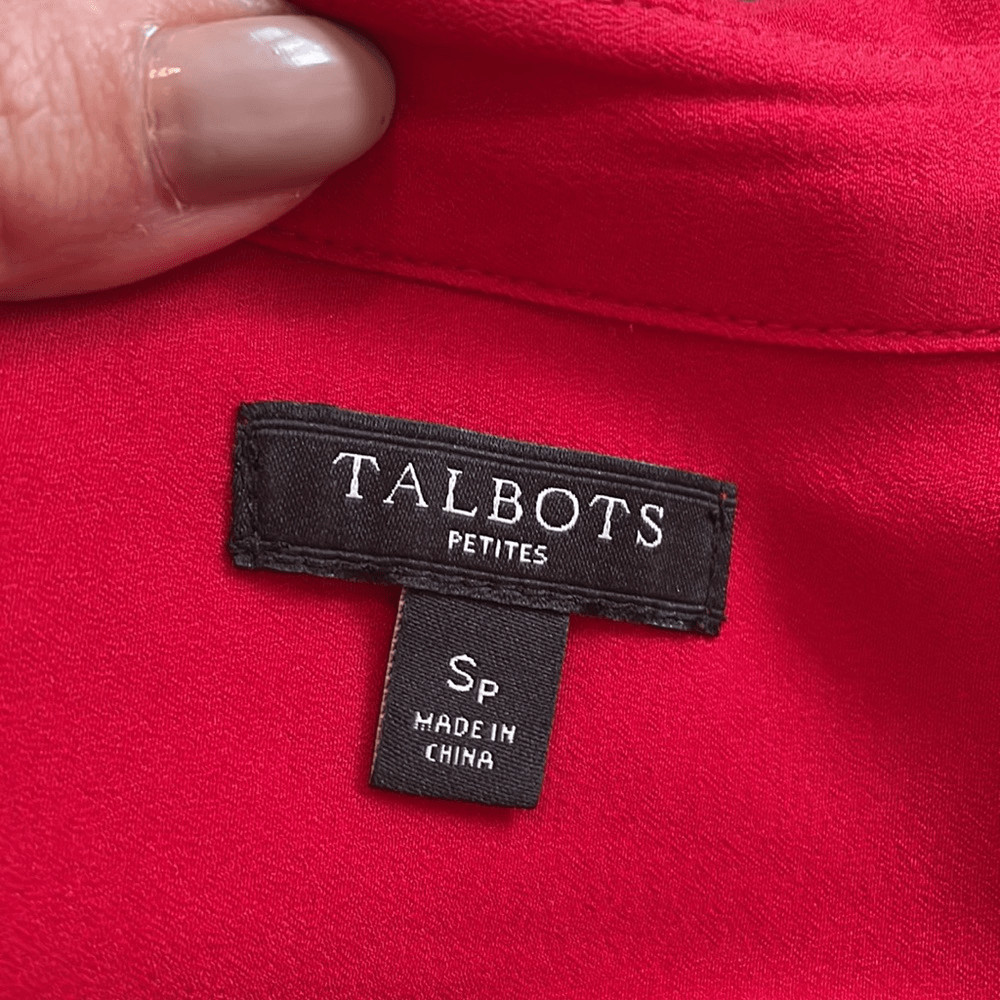 Talbots red polyester long sleeved button down sh… - image 9