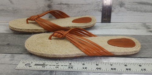 Land's End Espadrille Thong Sandals Flats Women's Sz US 9 Leather Straps 3055 - Picture 6 of 12