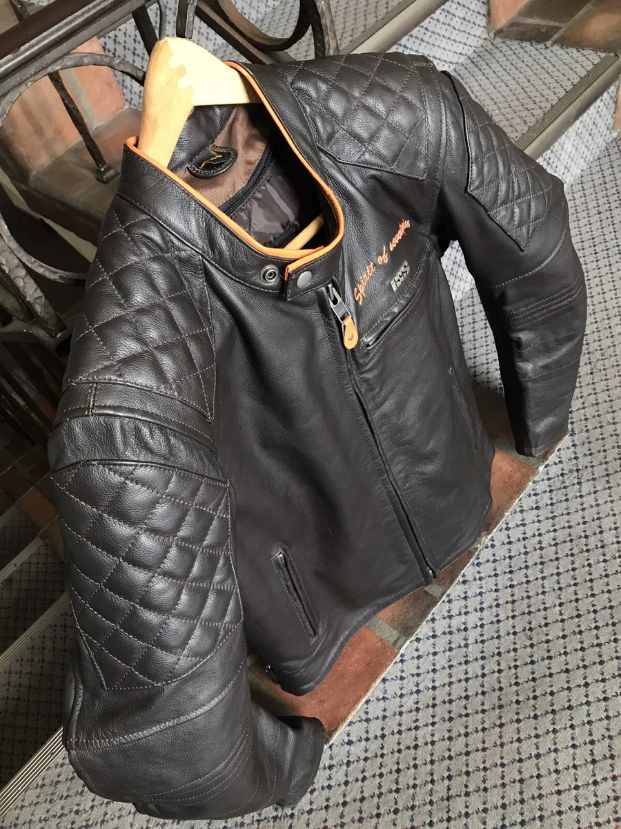 IXS Men s Leather Motorcycle Jacket Eur 52 USA 42 Armored In Excellent Condition