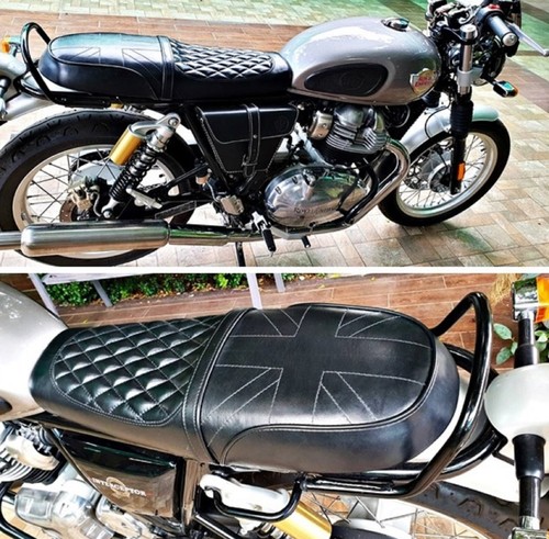 Royal Enfield (Real Leather) Kustom SEAT for INTERCEPTOR, Continental RE650 - Picture 6 of 56