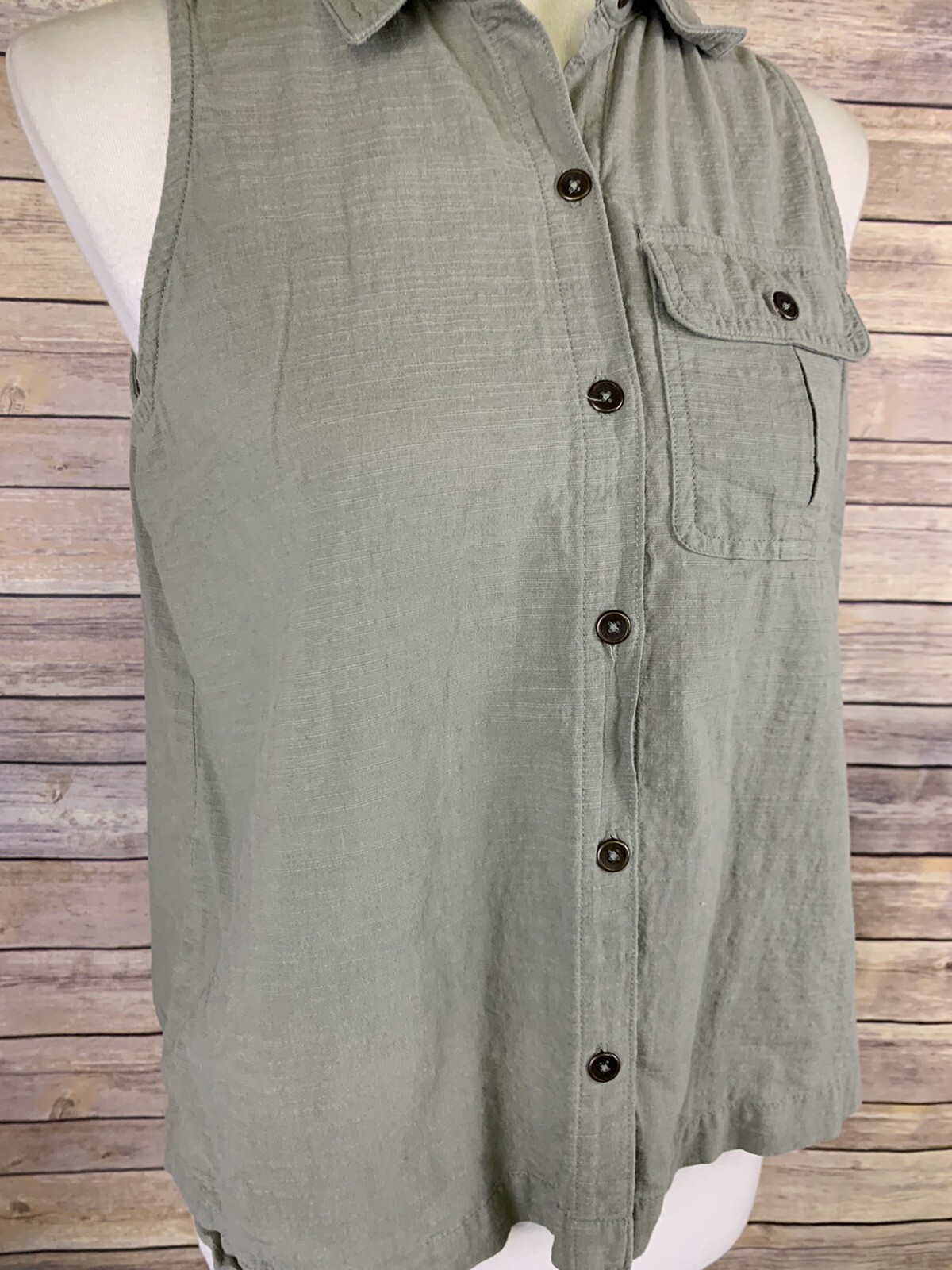 Universal Thread Small Button Down Top Olive Gree… - image 3