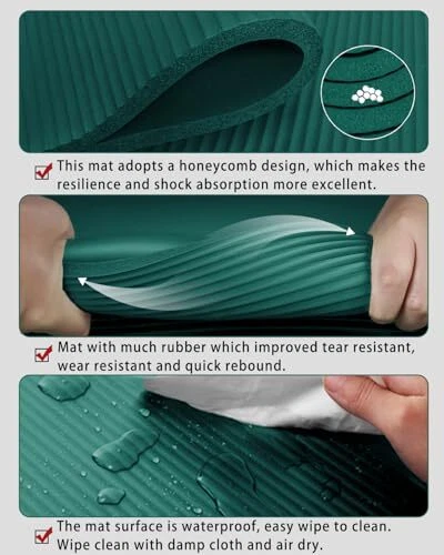 Extra Thick 15mm Green Yoga Mat 78x35 for Home Gym Workouts Extra Thick 15mm Green Yoga Mat 78x35 for Home Gym Workouts