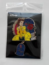 TDL Japan Belle Beauty And The Beast Dangle Book Disney Pin (B)