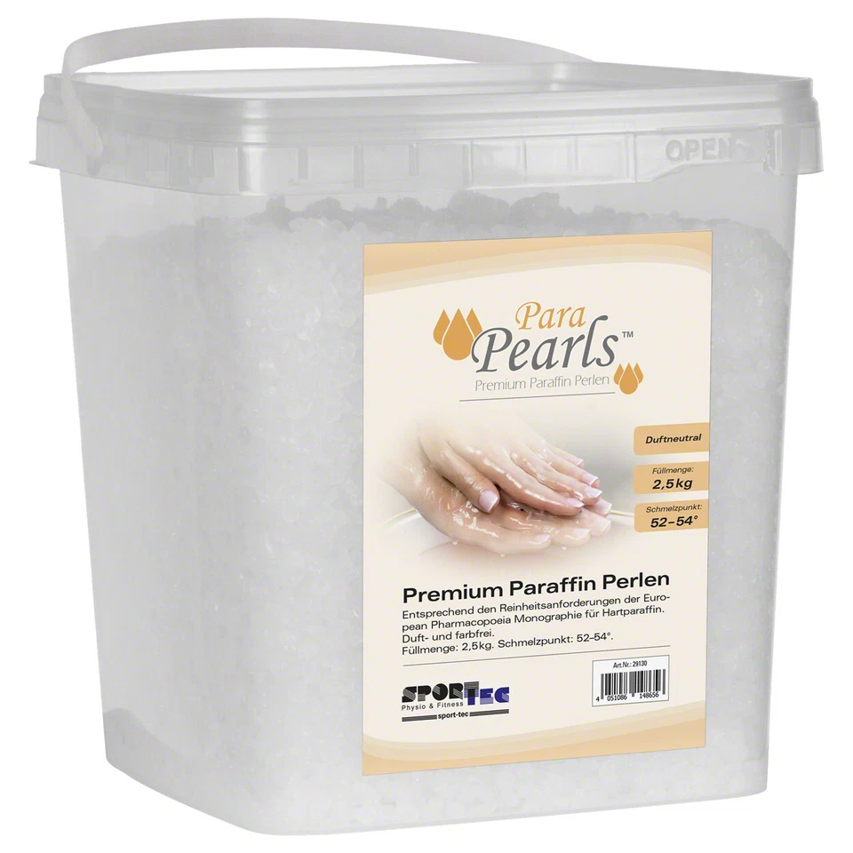 SPORT-TEC ParaPearls Paraffin Perlen im Eimer, 52-54 °C, 2,5 kg, neutral, Paraffinwachs