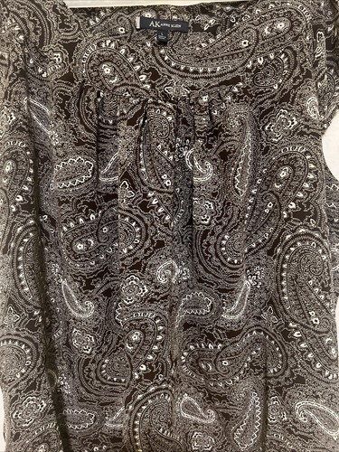 Camicia Anne Klein grande da donna paisley manica berretto collo rotondo marrone/bianco - Foto 10 di 15