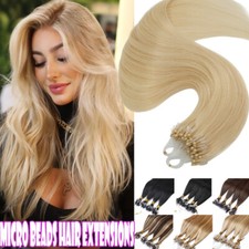 Micro Ring Loop Hair Extensions Real Remi Human Hair Silicone Micro Beads ASP 50