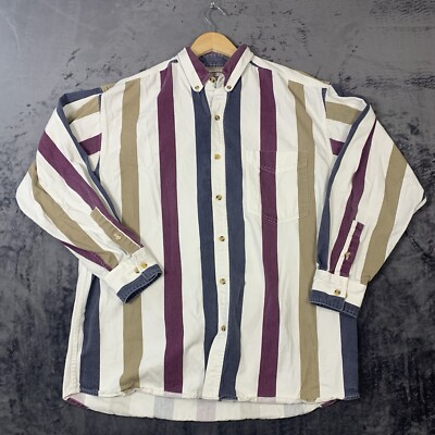 Double Impact Large Multicolor Long Sleeve Button Up Shirt Vintage PreOwned TBWP