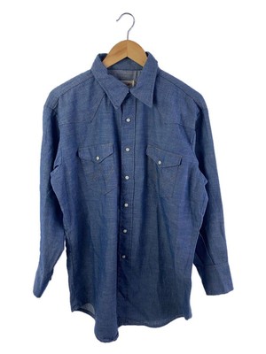 EDWIN long sleeve shirt 70s western 17 Blue Used | eBay