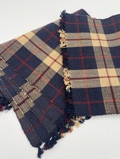 Set - 5 Woven Cotton Placemats  Table Runner Fringe Plaid Reversible Farmhouse