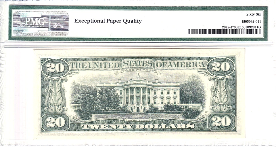 1977 $20 Federal Reserve **STAR** Note Kansas City PMG 66EPQ Pop 2/1 #J00754361* - Image 2 of 2