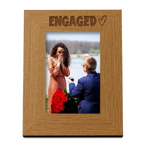 Oak Engaged Picture Photo Frame Heart Gift Portrait FW914 - Picture 2 of 3