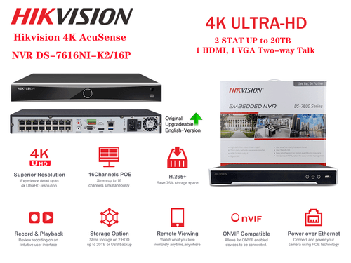 Hikvision 4K 16CH CCTV System Kit ColorVu Acusense 8MP Home Camera 16POE NVR Lot - Picture 2 of 24