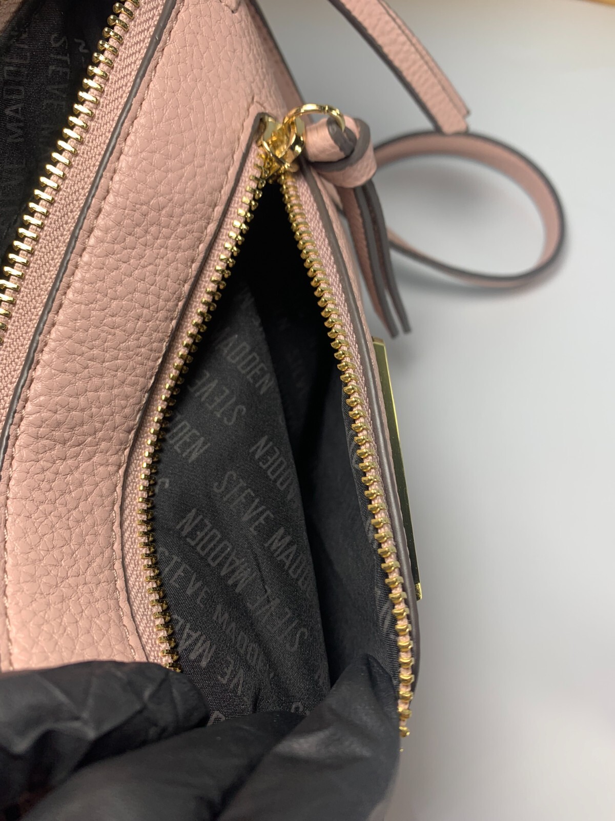 Steve Madden Pebbled Leather Crossbody Purse Pink Gem