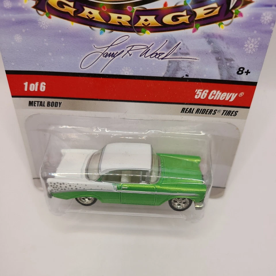 HOT WHEELS LARRY'S GARAGE CHRISTMAS '56 CHEVY GREEN HAPPY HOLIDAYS - Image 3 of 4