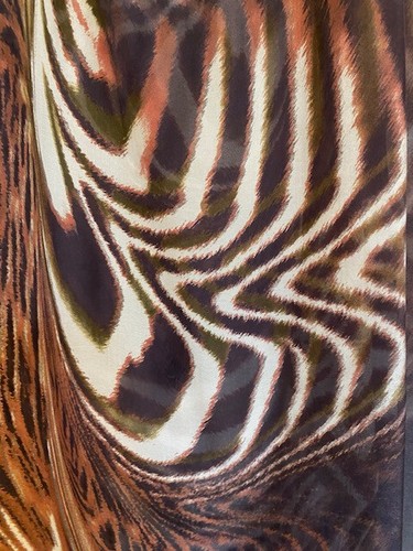Bebe 100% Silk Cold Shoulder Blouse Animal Print Brown/Blue Size M - Picture 12 of 21