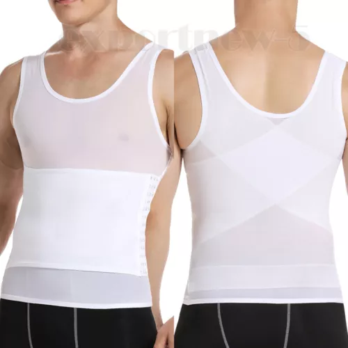GILET DA UOMO BODY SHAPER SLIMMING PANCIA PETTO COMPRESSIONE T-SHIRT TANK TOP CINTURA - Foto 26 di 36