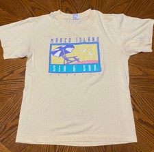 Vintage Anvil Made In USA Marco Island Florida Yellow T Shirt Medium