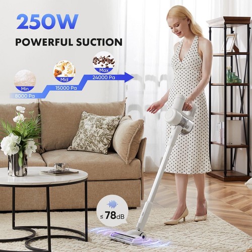 Stick Cordless Vacuum Cleaner, Electric Rechargeable Handheld with LED, White - Picture 4 of 8