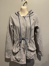 Women's Element Eden Coats Gray/periwinkle Cinch Waist Hooded Coat Size 8 (s)